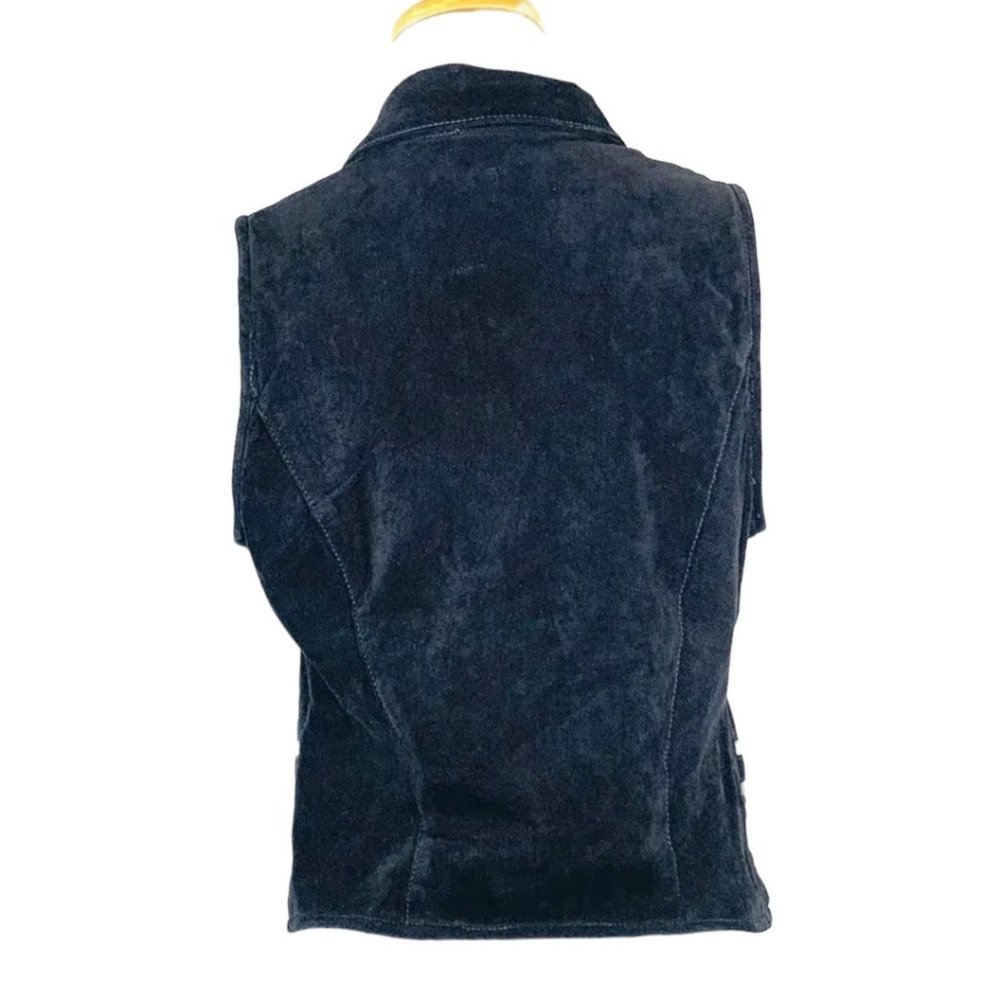 St. Maarten Dallas Suede  Biker Vest Croc Leather Trim Vintage  Full Zip M USA - Picture 4 of 8